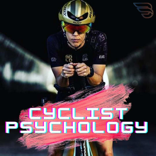 Female athlete on bike with words "Cyclist Psychology"